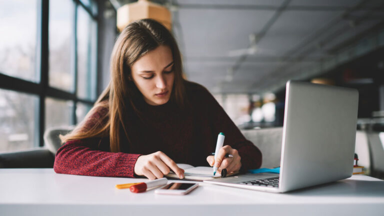 girl at writing writing 