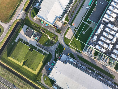 aerial view of data centre