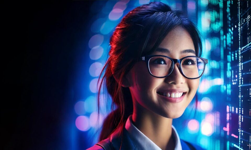 futuristic asian student