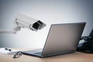security camera watching laptop