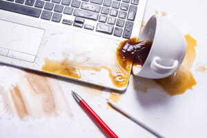 spilt coffee on keyboard