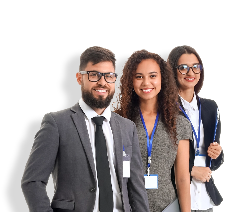 three professionals in exam testing