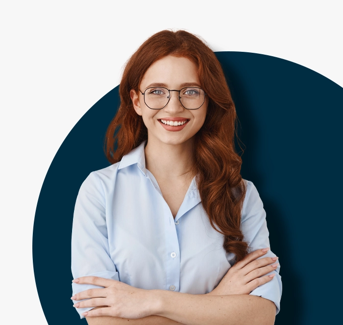 lady in blue shirt waiting for paper exam delivery